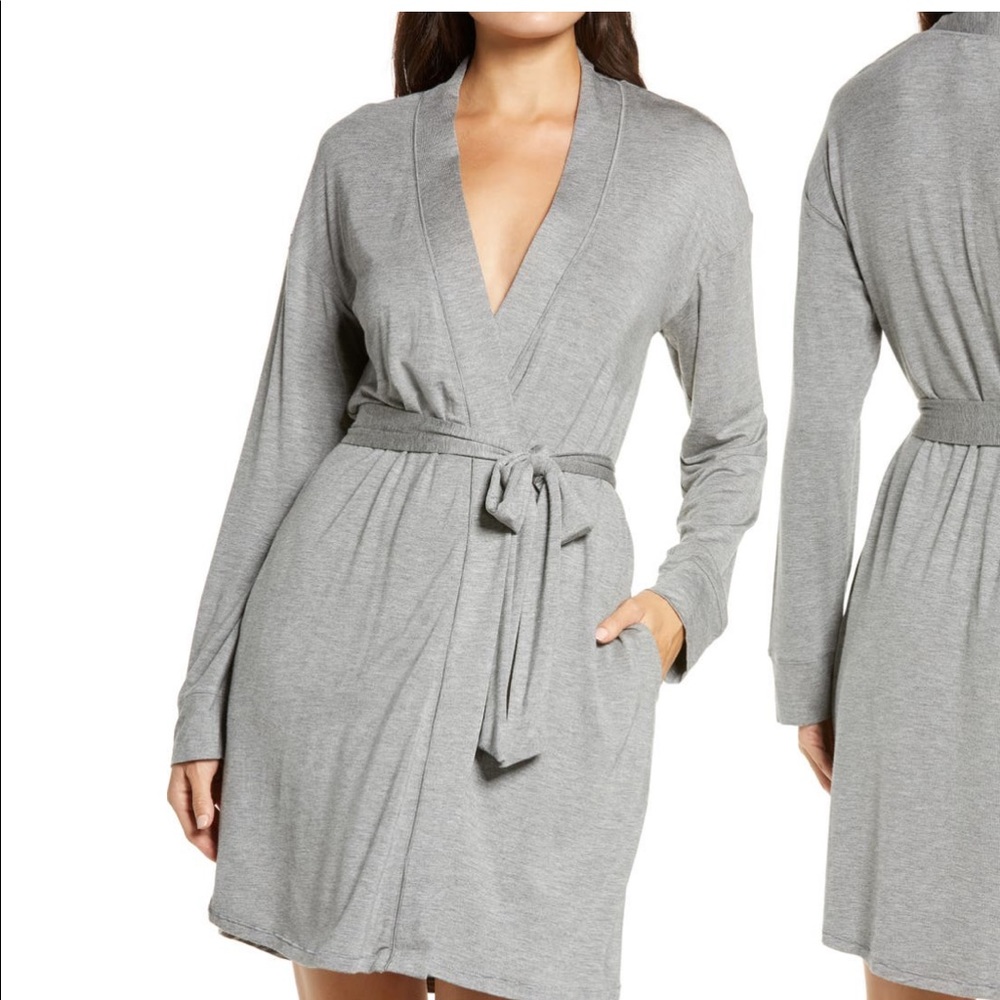 SKIMS Sleep Knit Robe Grey Xxs